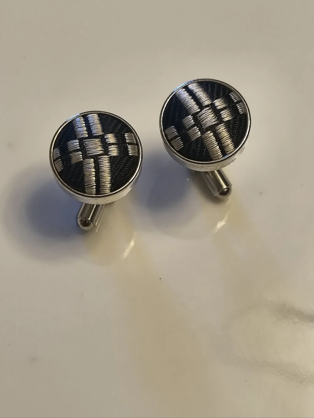 Men's Black and Silver Woven Vintage Pattern Cufflinks